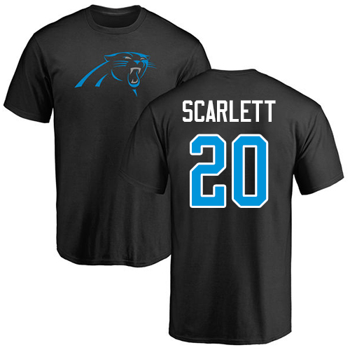 Carolina Panthers Men Black Jordan Scarlett Name and Number Logo NFL Football #20 T Shirt